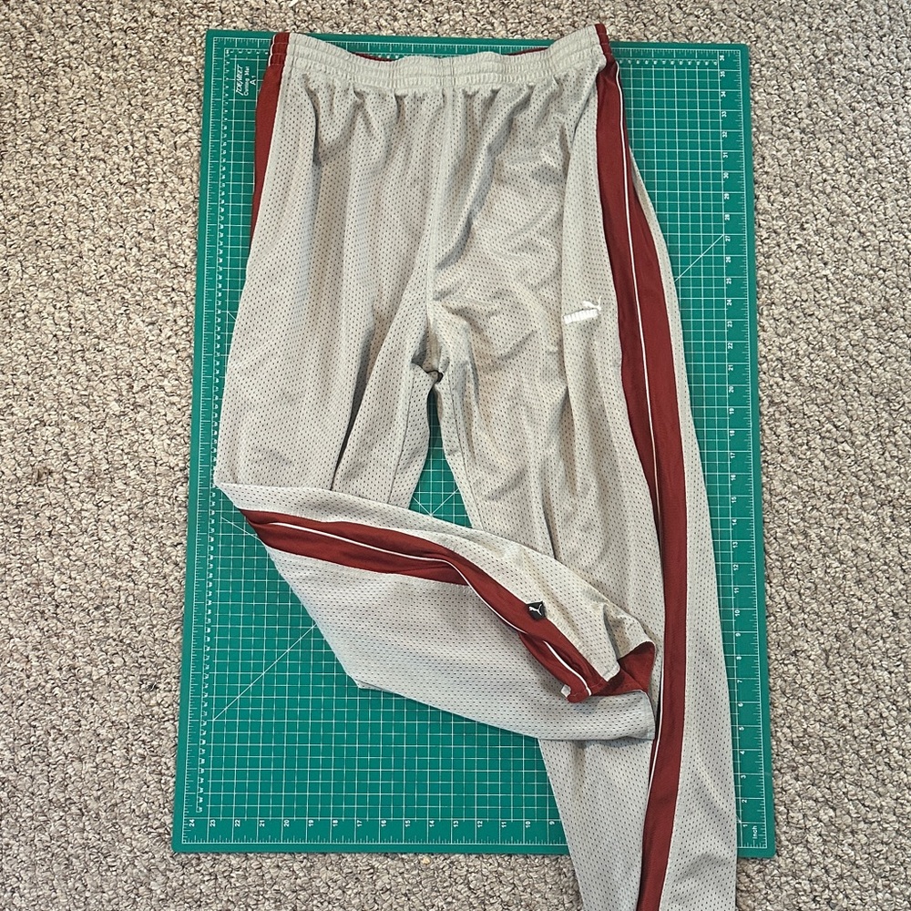 Puma Maroon Athletic Track Pants with White Logo